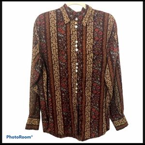 VINTAGE GUESS Floral Western Button Down Shirt L